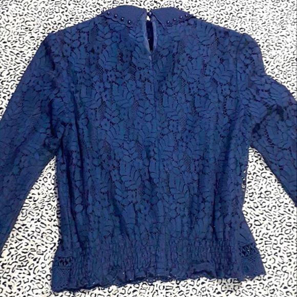 🌈LACE TOP W/BEADED COLLAR XS - Picture 5 of 6